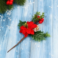 Декор "Зимние грезы" алый цветок ягоды шишка веточки, 19 см Декор "Зимние грезы" алый цветок ягоды шишка веточки, 19 см