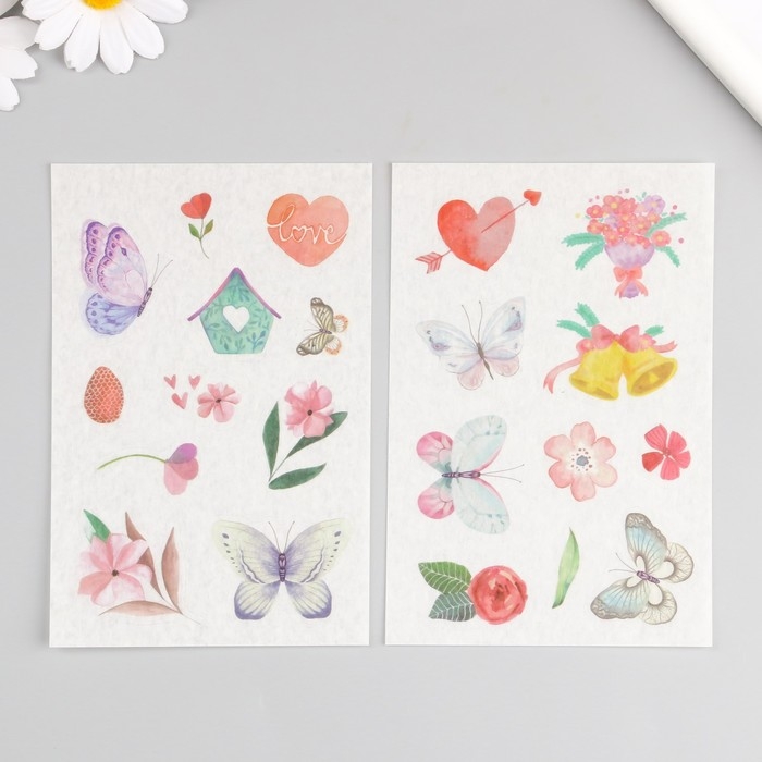 Наклейка бумага Наклейка бумага "Бабочки в саду" набор 6 листов 18,6х10 см