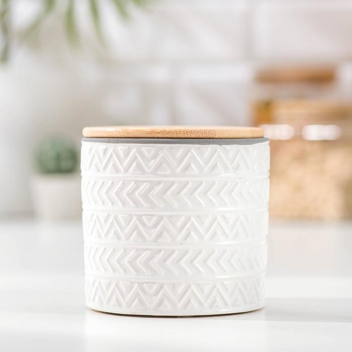 Банка керамическая для сыпучих продуктов «Этника», 400 мл, цвет белый Банка керамическая для сыпучих продуктов «Этника», 400 мл, цвет белый