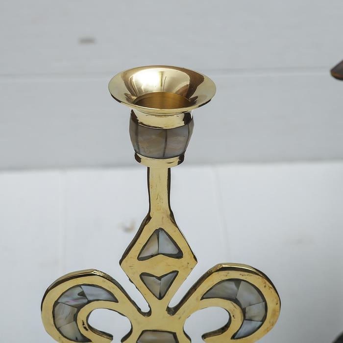 Подсвечник на 1 свечу Подсвечник на 1 свечу "Вензель" с перламутром 23 см