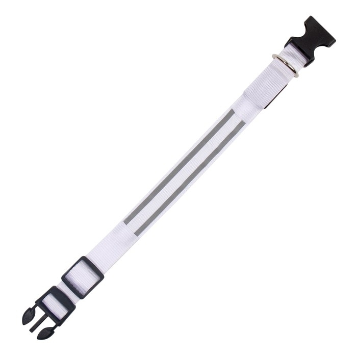 Ошейник с подсветкой Двойная полоса размер S, ОШ 35-43 х 2,5 см, 3 режима свечения белый Ошейник с подсветкой Двойная полоса размер S, ОШ 35-43 х 2,5 см, 3 режима свечения белый