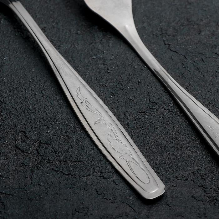 Вилка столовая &laquo;Силуэт&raquo;, длина 20 см, толщина 1 мм, упрощённой обработки, цвет серебряный