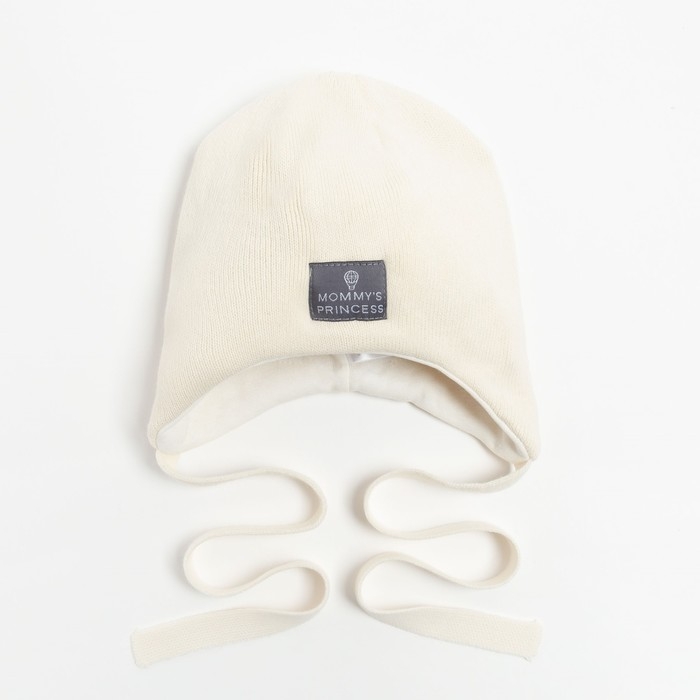Шапка &laquo;Мамина принцесса&raquo; для девочки, цвет молочный, размер 42-46