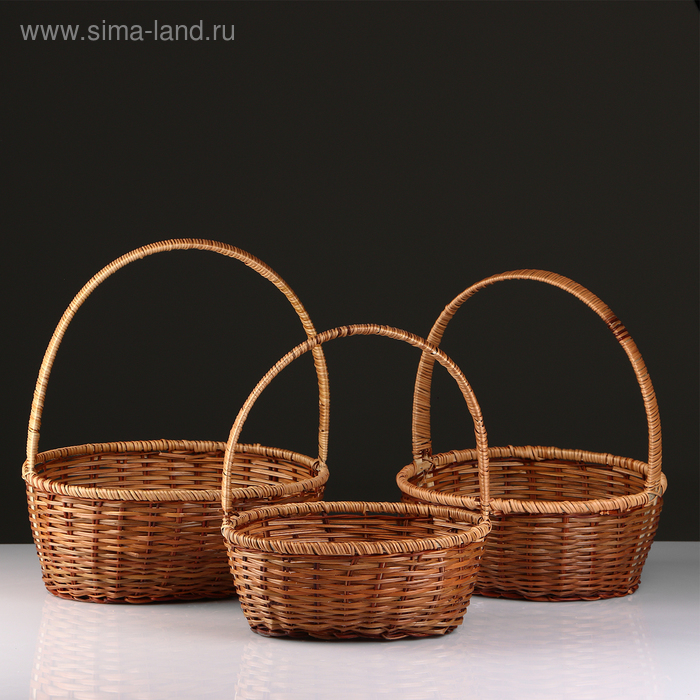 Набор корзин, 3 шт, 34&times;27&times;13/39, 30&times;24&times;11/34, 27&times;21&times;10/29 см, лоза, кукуруза