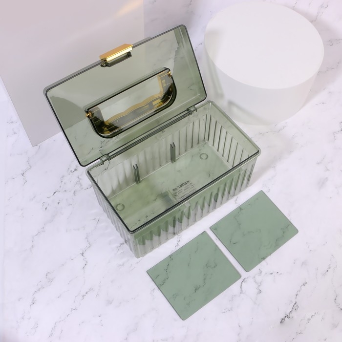 Органайзер для хранения косметических принадлежностей &laquo;LIGHT&raquo;, сундук с крышкой, съёмные перегородки, 21,5 &times; 12 &times; 12 см, цвет МИКС