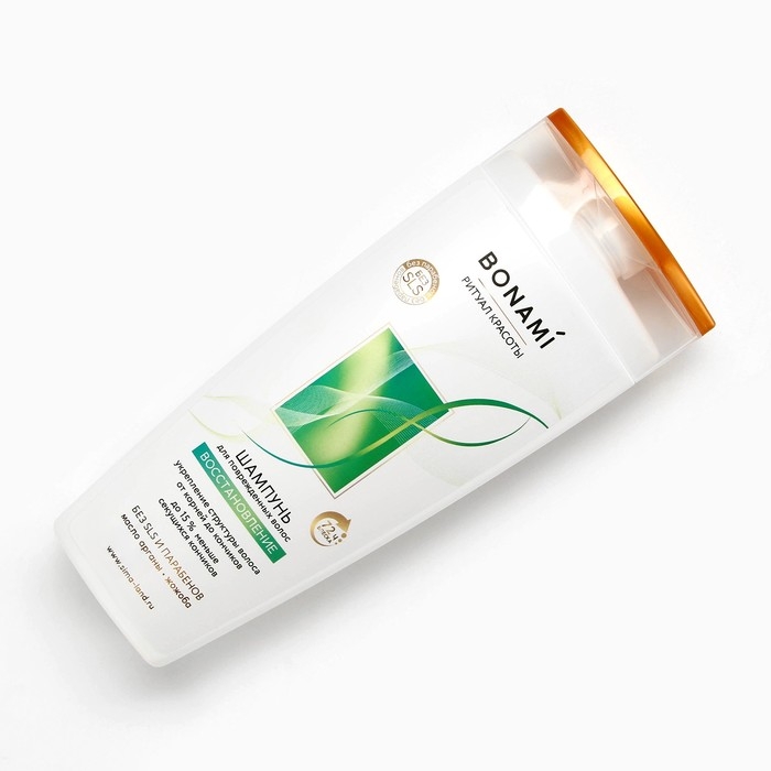 Шампунь для повреждённых волос с маслом арганы и жожоба, восстановление, 250 мл, BONAMI Шампунь для повреждённых волос с маслом арганы и жожоба, восстановление, 250 мл, BONAMI