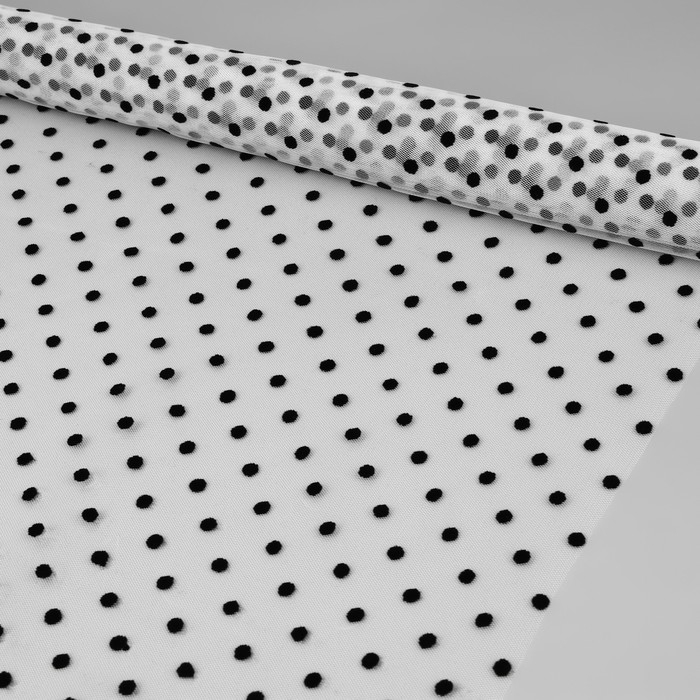 Сетка с флоком &laquo;Горох&raquo;, 150 см, 1 &plusmn; 0,2 м, цвет белый