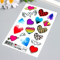Татуировка на тело "Разные сердечки" 10х15 см Татуировка на тело "Разные сердечки" 10х15 см