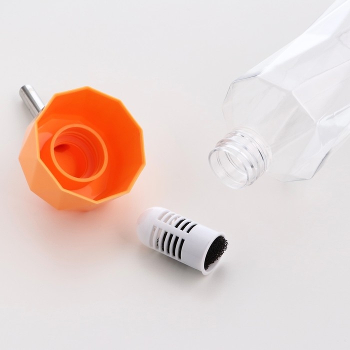 Поилка для животных, 500 мл, крепление-пружинка, оранжевая Поилка для животных, 500 мл, крепление-пружинка, оранжевая