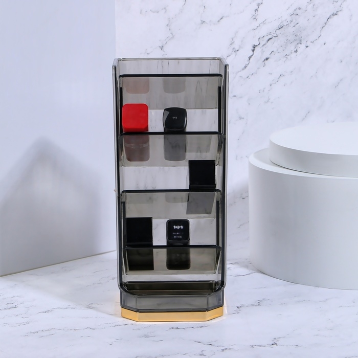 Органайзер для хранения «CALM», многоуровневый, 5 секций, 21 × 9 × 8,5 см, цвет полупрозрачный/чёрный Органайзер для хранения «CALM», многоуровневый, 5 секций, 21 × 9 × 8,5 см, цвет полупрозрачный/чёрный