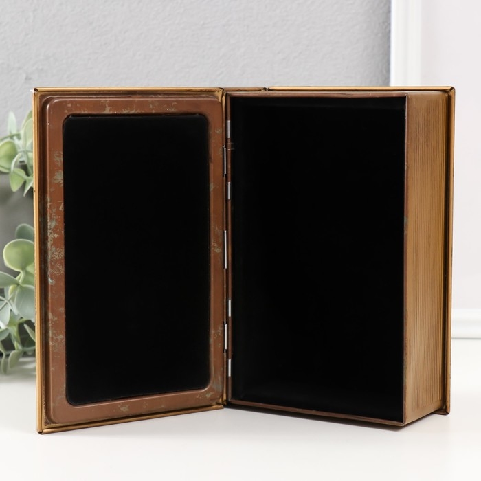 Шкатулка-книга металл, кожзам "Бабочка и розы" с зеркалом 17х12х5 см