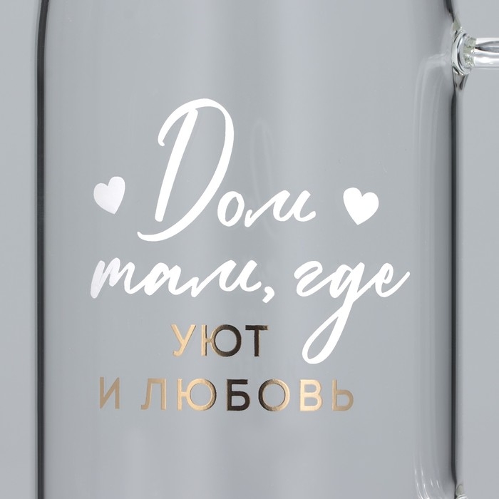 Кувшин стеклянный с бамбуковой крышкой &laquo;Дом&raquo;, 1000 мл, с крышкой