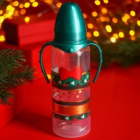 Бутылочка для кормления &laquo;Little gentleman&raquo;, новогодняя, классическое горло, от 3 мес, 250 мл., цилиндр, с ручками