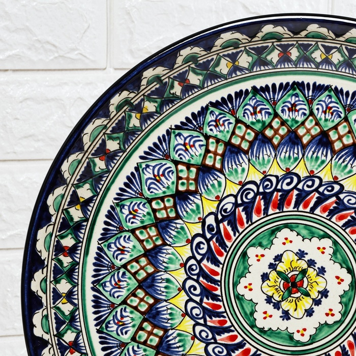 Ляган Риштанская Керамика Ляган Риштанская Керамика "Узоры", 36 см, синий микс