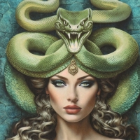 Новогодняя декупажная карта "Девушка и зеленая змея", плотность 45 г/м2, формат А4 Новогодняя декупажная карта "Девушка и зеленая змея", плотность 45 г/м2, формат А4