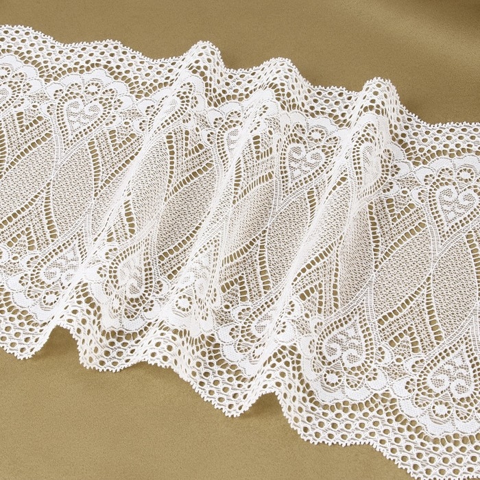 Кружевная эластичная ткань, 190 мм &times; 2,7 &plusmn; 0,5 м, цвет белый