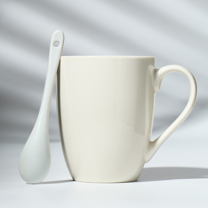 Кружка керамическая с ложкой &laquo;Хочу фыр-фыр&raquo;, 310 мл, цвет белый