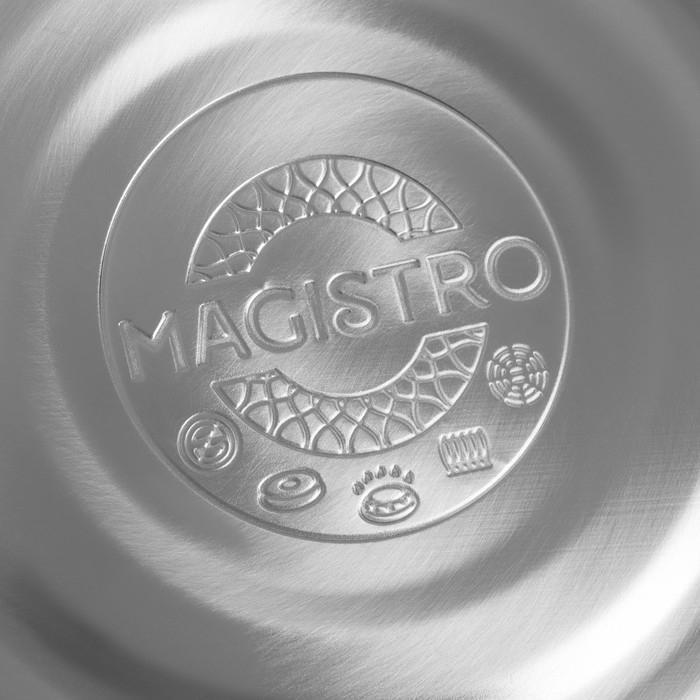 Чайник со свистком из нержавеющей стали Magistro Glow, 3 л, индукция, ручка soft-touch, цвет серебряный Чайник со свистком из нержавеющей стали Magistro Glow, 3 л, индукция, ручка soft-touch, цвет серебряный