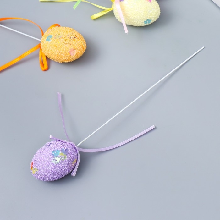 Декор пасхальный на палочке Декор пасхальный на палочке "Яйцо посыпка цветы" набор 6 шт яйцо 3х4 см 19х3х3 см