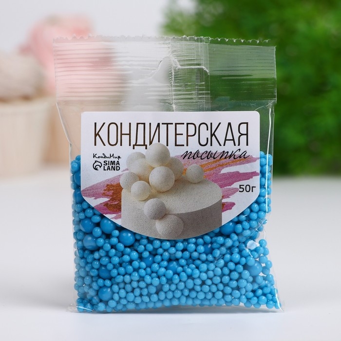 Посыпка кондитерская с эффектом неона в цветной глазури Посыпка кондитерская с эффектом неона в цветной глазури "Синий", 50 г