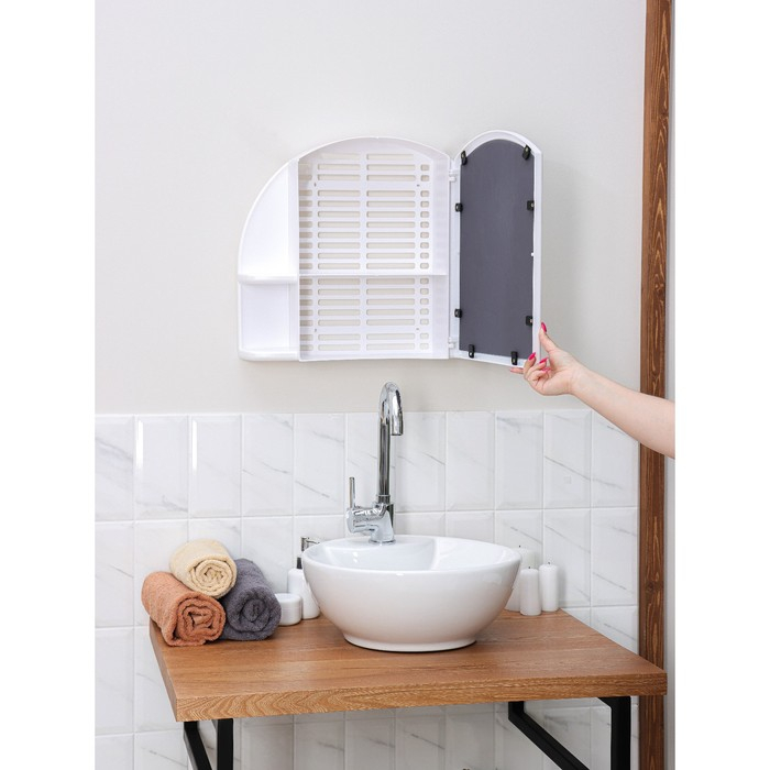 Шкафчик для ванной комнаты с зеркалом &laquo;Орион&raquo;, цвет снежно-белый