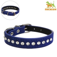 Ошейник "Бархат и стразы", 31 х 1,3/2 см, ОШ 22-28 см, синий Ошейник "Бархат и стразы", 31 х 1,3/2 см, ОШ 22-28 см, синий