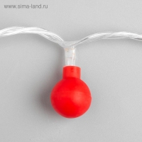 Гирлянда &laquo;Нить&raquo; 5 м с насадками &laquo;Шарики красные&raquo;, IP20, прозрачная нить, 30 LED, свечение красное, 8 режимов, 220 В