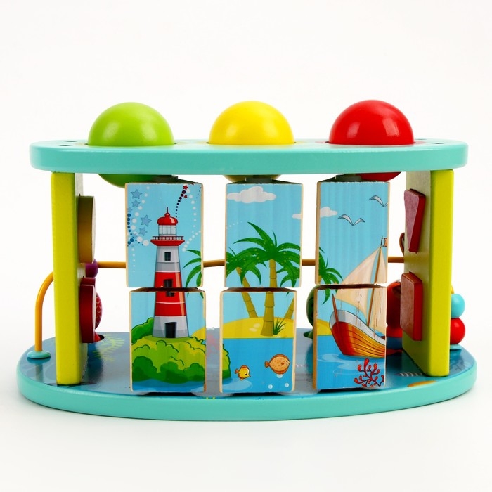 Логический центр 3 в 1 Стучалка + Рыбалка + Серпантинка &laquo;Море&raquo; 16 &times; 26 &times; 13,5 см