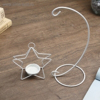 Подсвечник металл 1 свеча "Звезда на дуге" белый 20,5х10х10 см Подсвечник металл 1 свеча "Звезда на дуге" белый 20,5х10х10 см