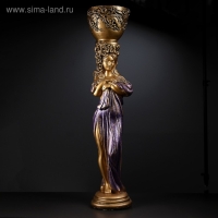 Фигура с кашпо "Девушка стоя с цветами" фиолетовая, 104х23х25см