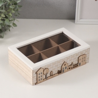 Шкатулка дерево 6 делений "Домики и деревья" 15,4х23,4х7,2 см Шкатулка дерево 6 делений "Домики и деревья" 15,4х23,4х7,2 см