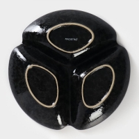 Менажница фарфоровая 3 ячейки Magistro «Ночной дождь», 20,5×3 см, цвет чёрный Менажница фарфоровая 3 ячейки Magistro «Ночной дождь», 20,5×3 см, цвет чёрный