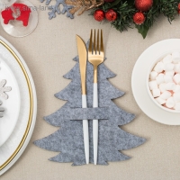 Новый год. Конверт для столовых приборов &laquo;Елка&raquo; 19х21 см, 100% п/э, фетр