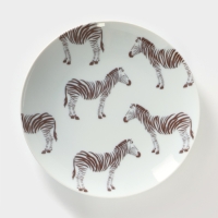 Тарелка фарфоровая &laquo;Сафари. Зебра&raquo;, d=24 см, цвет белый
