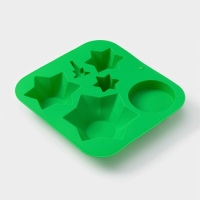 Форма для выпечки новогодняя Доляна &laquo;Новогодний набор&raquo;, силикон, 20,5&times;22&times;3,5 см, 6 ячеек, цвет зелёный