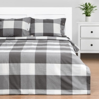 Постельное бельё Этель 2 сп &laquo;Серая клетка&raquo; 180х210 см, 220х240 см, 50х70-2шт,100% жатый хлопок,140гр/м2