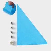 Набор кондитерский, 7 предметов: 2 мешка, 4 насадки d=2,5 см, адаптер Набор кондитерский, 7 предметов: 2 мешка, 4 насадки d=2,5 см, адаптер