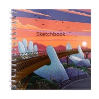 Скетчбук 195 х 195 мм, 80 листов на гребне "Пейзаж", твёрдая обложка, блок 100 г/м&sup2;