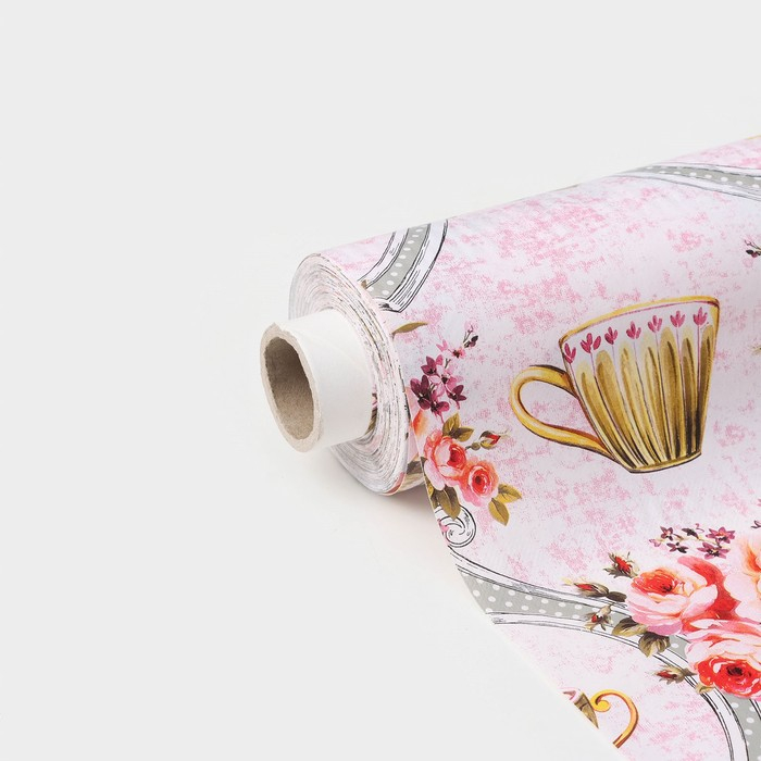 Клеёнка на стол Доляна &laquo;Чаепитие&raquo;, на нетканой основе, ширина 137 см, толщина 0,2 мм, рулон 20 м