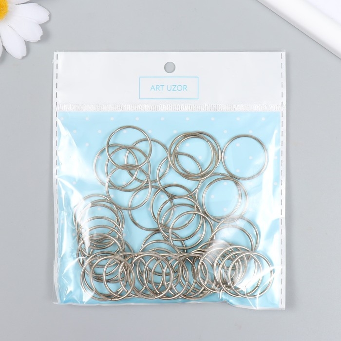 Кольцо соединительное металл серебро 2,2х2,2 см набор 50 шт