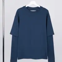 Футболка оверсайз с двойным рукавом Kosmos, темно-синяя, размер XS/S