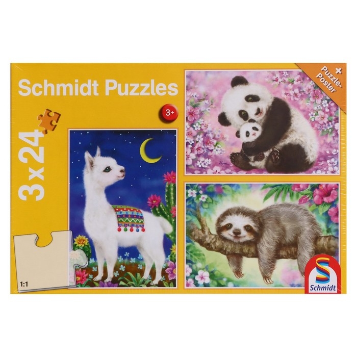 Пазл «Лама, панда, ленивец», 3 × 24 элемента Пазл «Лама, панда, ленивец», 3 × 24 элемента