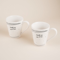 Набор кружек фарфоровых SL Home &laquo;Милый дом&raquo;, 350 мл, цвет белый