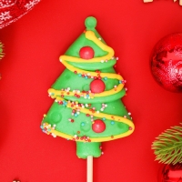 Новый год. Карамель леденцовая на палочке "3D Ёлочка с узорами", 40 г