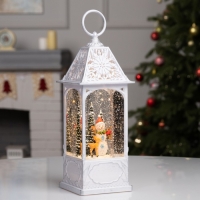 Фигура светодиодная &laquo;Новогодняя встреча&raquo;, 28.4х10.4х10.4 см, музыка, батарейки ААх3 (не в комплекте), USB, свечение тёплое белое