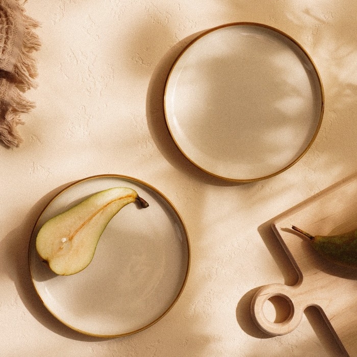 Набор тарелок фарфоровых SL Home &laquo;Леггеро&raquo;, d=20,3 см, цвет бежевый