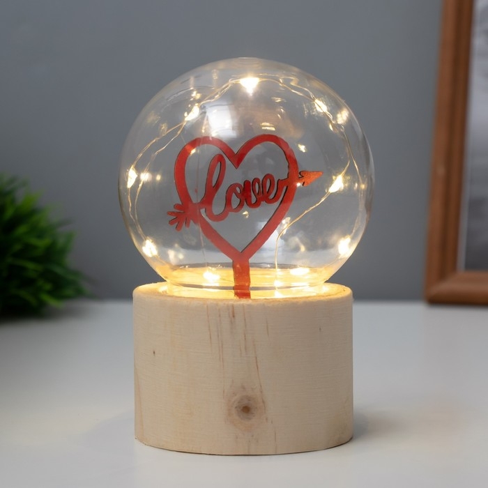Ночник &laquo;Шар-влюбленное сердце&raquo; LED 3хAG10 шар 8см 6,5х6,5х11,5см