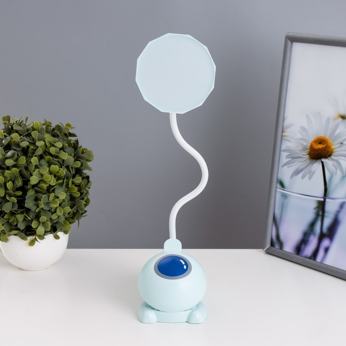 Настольная лампа "Робот" LED 5Вт USB АКБ лазурный 11,8х7,8х31 см RISALUX