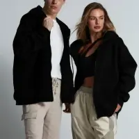 Толстовка унисекс оверсайз Zippy, черная, размер XL/XXL Толстовка унисекс оверсайз Zippy, черная, размер XL/XXL