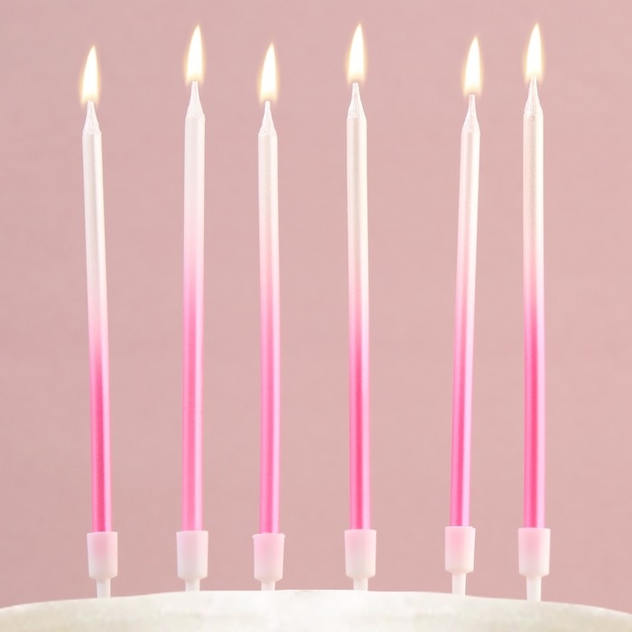 Свечи для торта &laquo;В твой особенный день&raquo;, розовые, 6 шт., 13 х 0,4 см